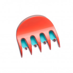 Small size regular shape Hair jaw clip in Coral and turquoise