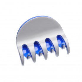 Medium size regular shape Hair jaw clip in Light grey and fluo electric blue