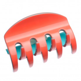 Large size regular shape Hair jaw clip in Coral and turquoise